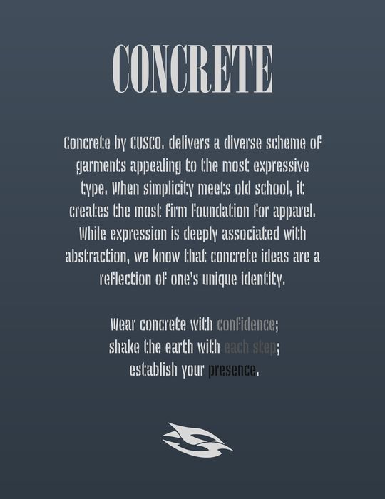 Concrete brand description spread