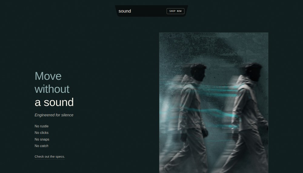 Sound — website hero prototype, split column (currently live)