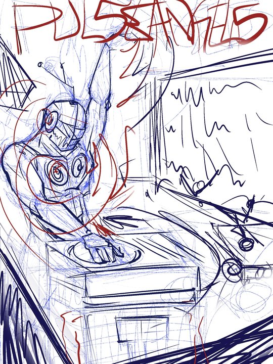 Pulse Angels 3 flyer — concept 1, first rough sketch